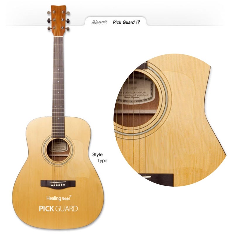 Healing Shield Premium Acoustic Guitar Pickguard Pick Guard, Transparent Self-Adhesive, Scratch Resistant Protection Coating, Anti-Dust, Anti-Fingerprint, Made in South Korea, Clear Matte, Style Type - Image 2